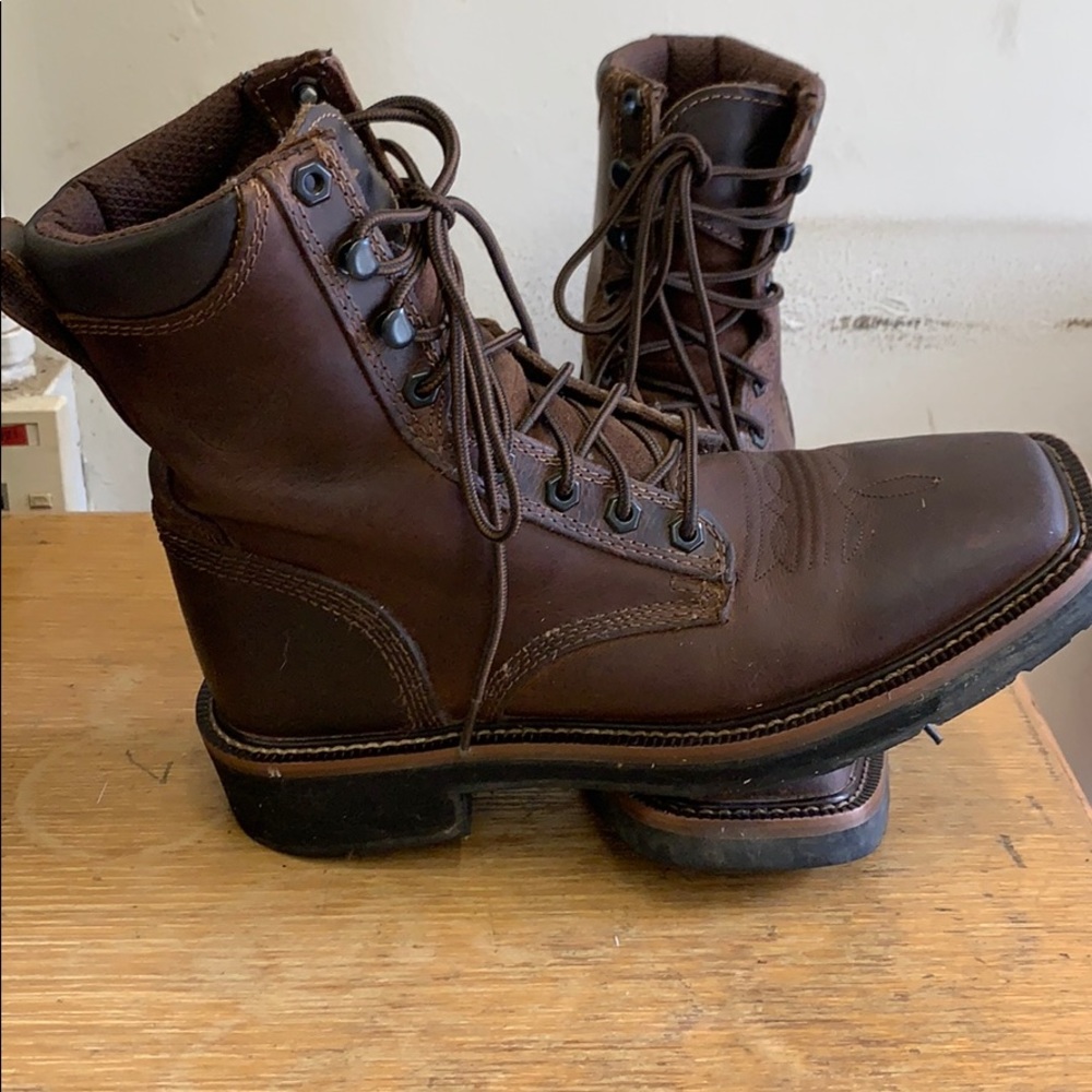 Justin square toe work boots